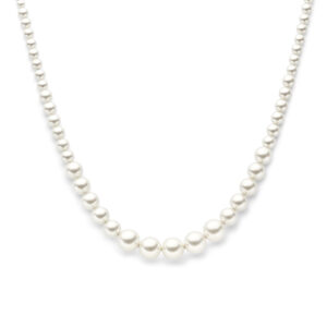 collier synth. parel 41 + 4 cm zilver gerhodineerd