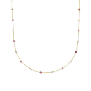 collier toermalijn 40 - 42 - 44 cm 14K geelgoud