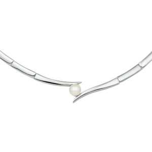 collier tussenstuk parel 42 + 3 cm zilver gerhodineerd