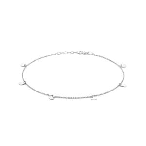 enkelbandje hartjes 24 + 2 cm zilver gerhodineerd