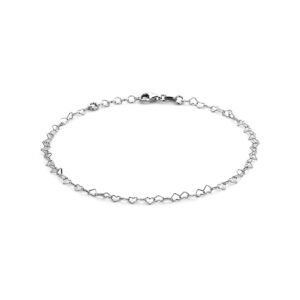 enkelbandje hartjes 24 + 2 cm zilver gerhodineerd