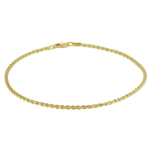 enkelbandje koord 2 mm 24 cm 3 micron zilver verguld (geel)