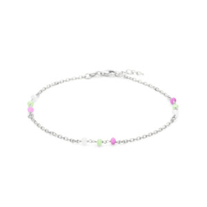 enkelbandje meerdere kleuren kristal bolletjes 24 + 2 cm zilver gerhodineerd