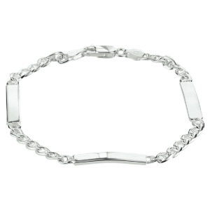 graveerarmband anker 4,0 mm 19 cm zilver wit