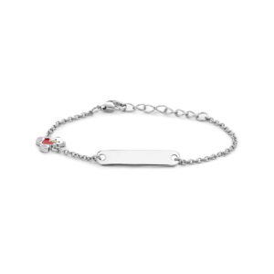 graveerarmband beer en hart plaat 4,5 mm 11 + 2 cm zilver gerhodineerd