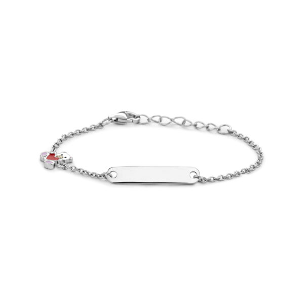 graveerarmband beer en hart plaat 4,5 mm 11 + 2 cm zilver gerhodineerd