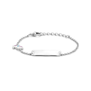 graveerarmband eenhoorn plaat 4,5 mm 11 + 2 cm zilver gerhodineerd