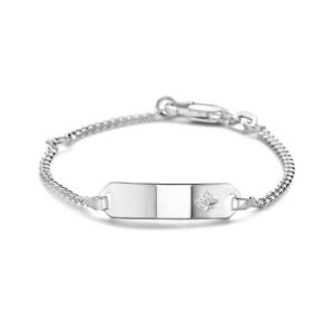 graveerarmband zirkonia plaat 5 mm 9 - 11 cm zilver gerhodineerd