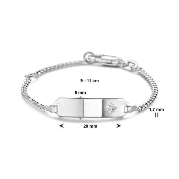 graveerarmband zirkonia plaat 5,0 mm 9 - 11 cm zilver gerhodineerd - Afbeelding 3
