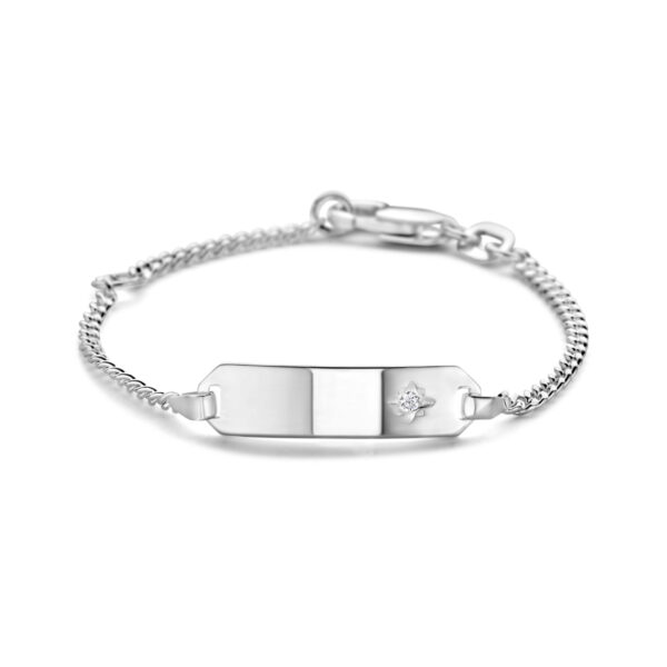 graveerarmband zirkonia plaat 5,0 mm 9 - 11 cm zilver gerhodineerd