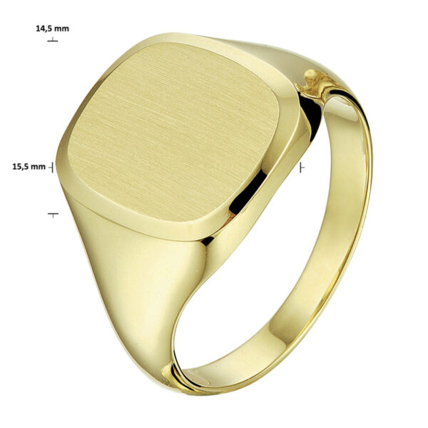 graveerring massief mat gediamanteerd 14K geelgoud - Afbeelding 2