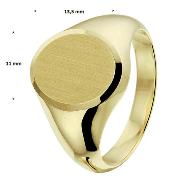 graveerring massief mat gediamanteerd 14K geelgoud - Afbeelding 3