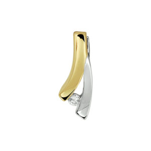 hanger diamant 0.022ct h si 14K bicolor goud geel/wit