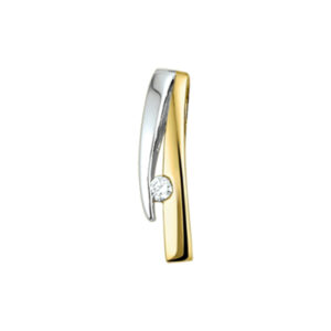 hanger diamant 0.02ct h si 14K bicolor goud geel/wit