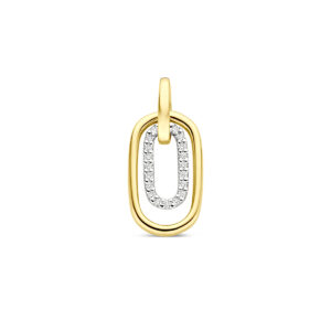 hanger diamant 0.08ct h si 20 mm 14K bicolor goud geel/wit