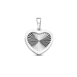hanger hart gediamanteerd 18 mm zilver gerhodineerd