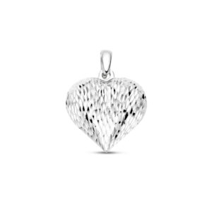 hanger hart gediamanteerd 27 mm zilver gerhodineerd