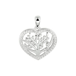 hanger hart levensboom zilver gerhodineerd