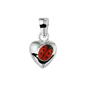 hanger hart lieveheersbeestje zilver wit