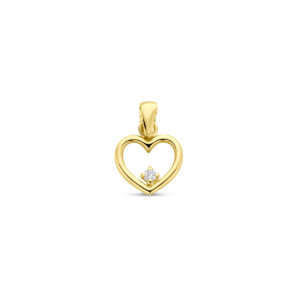 hanger hartje zirkonia 13 mm 14K geelgoud