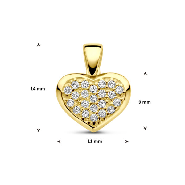 hanger hartje zirkonia 14 mm 14K geelgoud - Afbeelding 4