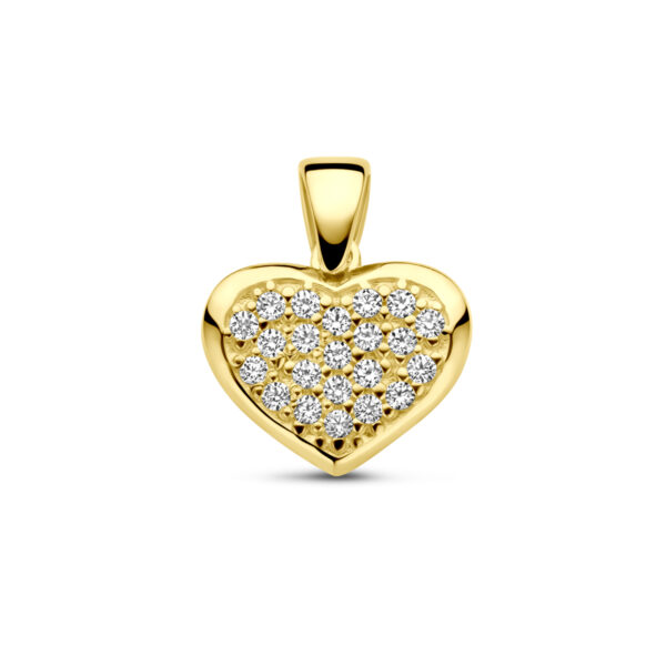 hanger hartje zirkonia 14 mm 14K geelgoud