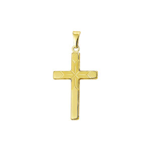hanger kruis poli/mat gediamanteerd 14K geelgoud