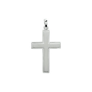 hanger kruis poli/mat zilver wit