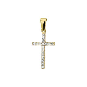 hanger kruis zirkonia 14K geelgoud