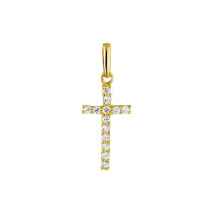 hanger kruis zirkonia 14K geelgoud