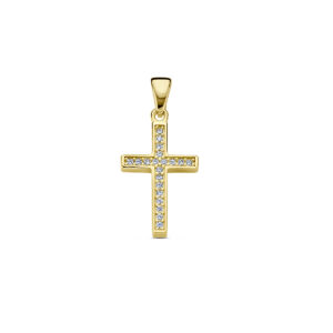 hanger kruis zirkonia 14K geelgoud