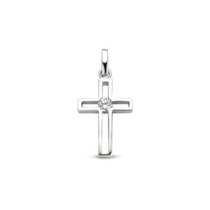 hanger kruis zirkonia zilver gerhodineerd