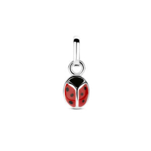 hanger lieveheersbeestje zilver wit