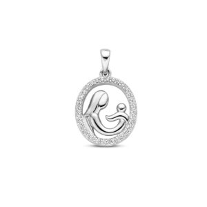 hanger moeder en kind zirkonia zilver gerhodineerd