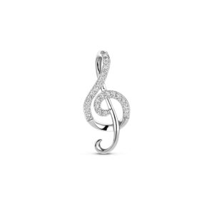 hanger muzieknoot zirkonia 24 mm zilver gerhodineerd