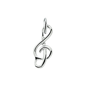 hanger muzieksleutel zilver wit