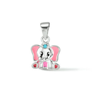 hanger olifant blauw zirkonia zilver gerhodineerd