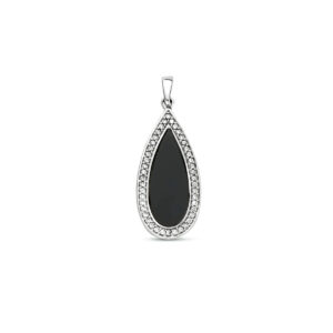 hanger onyx en zirkonia zilver gerhodineerd