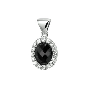 hanger onyx en zirkonia zilver gerhodineerd