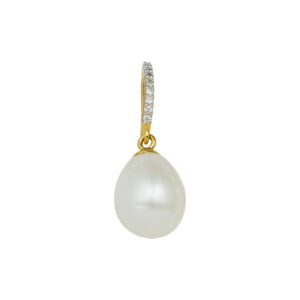 hanger parel en zirkonia 14 x 8,5 mm 14K geelgoud