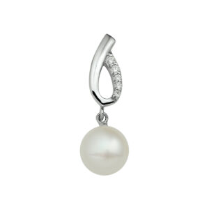 hanger parel en zirkonia zilver gerhodineerd