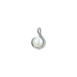 hanger parel en zirkonia zilver gerhodineerd