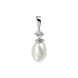 hanger parel zirkonia zilver gerhodineerd