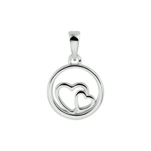 hanger rondje en harten zilver gerhodineerd