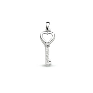 hanger sleutel zirkonia zilver gerhodineerd