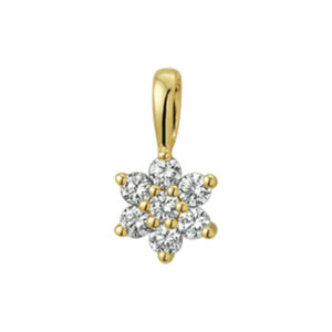 hanger ster diamant 0.14ct h si halo 14K geelgoud
