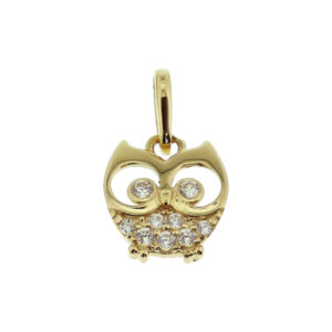 hanger uil zirkonia 14K geelgoud