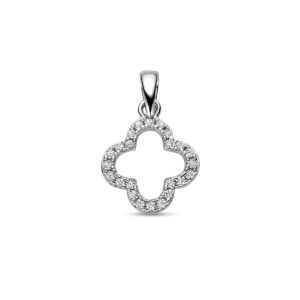 hanger zirkonia bloem 20 mm zilver gerhodineerd