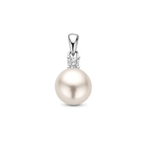hanger zirkonia en parel zilver gerhodineerd