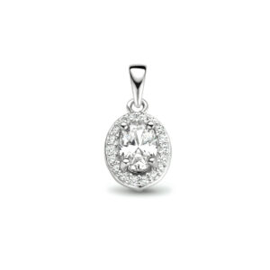 hanger zirkonia halo zilver gerhodineerd